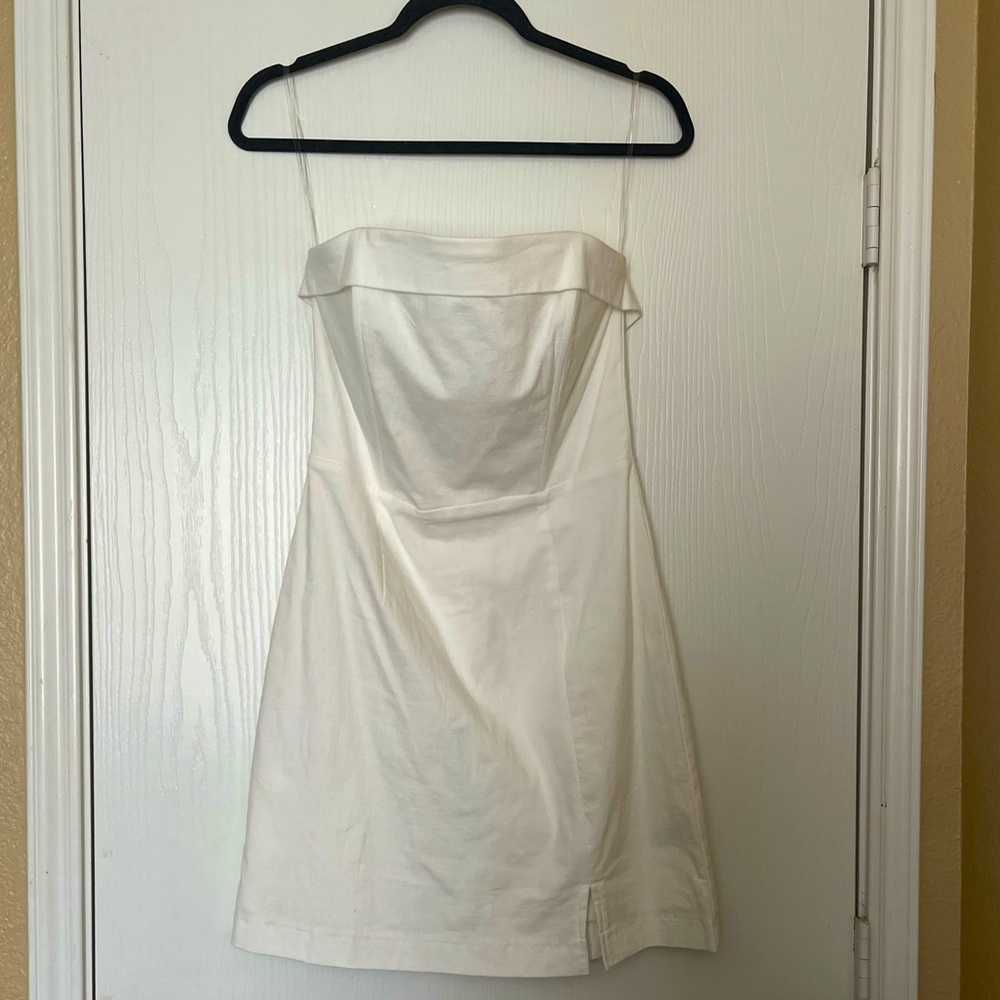 WHITE STRAPLESS MINI DRESS